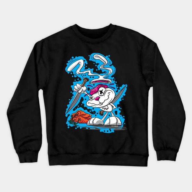 Deranged Psycho Knife wielding Killer Bunny Rabbit Crewneck Sweatshirt by eShirtLabs